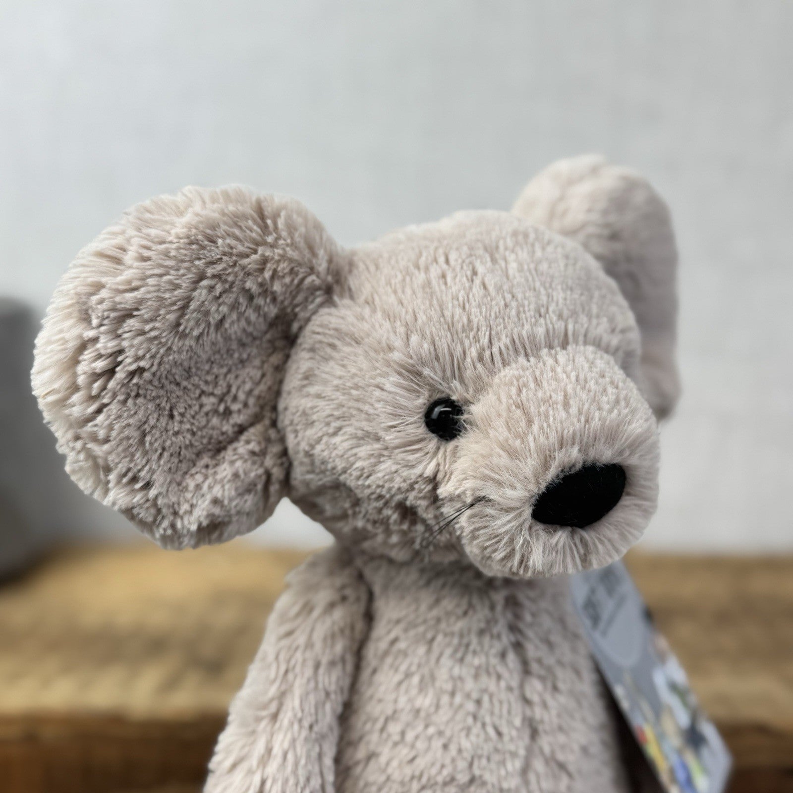 Jellycat Medium Bashful Mouse With Whiskers - Retired Grey Sitting Mouse 12"