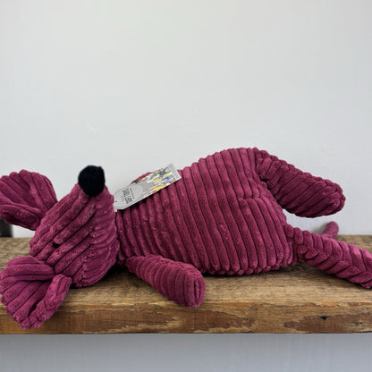 Jellycat Medium Cordy Roy Mouse - Burgundy Cord Mouse Soft Toy 16"