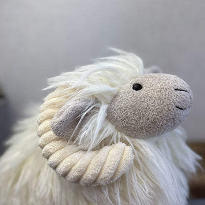 Jellycat Charming Ram - Large Fluffy Long Haired Sheep/Ram Farm Animal Tags 12"