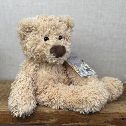 Laura Ashley Bear Plushie Soft Toy - Textured Light Gold Floppy Beanie Bear 14"