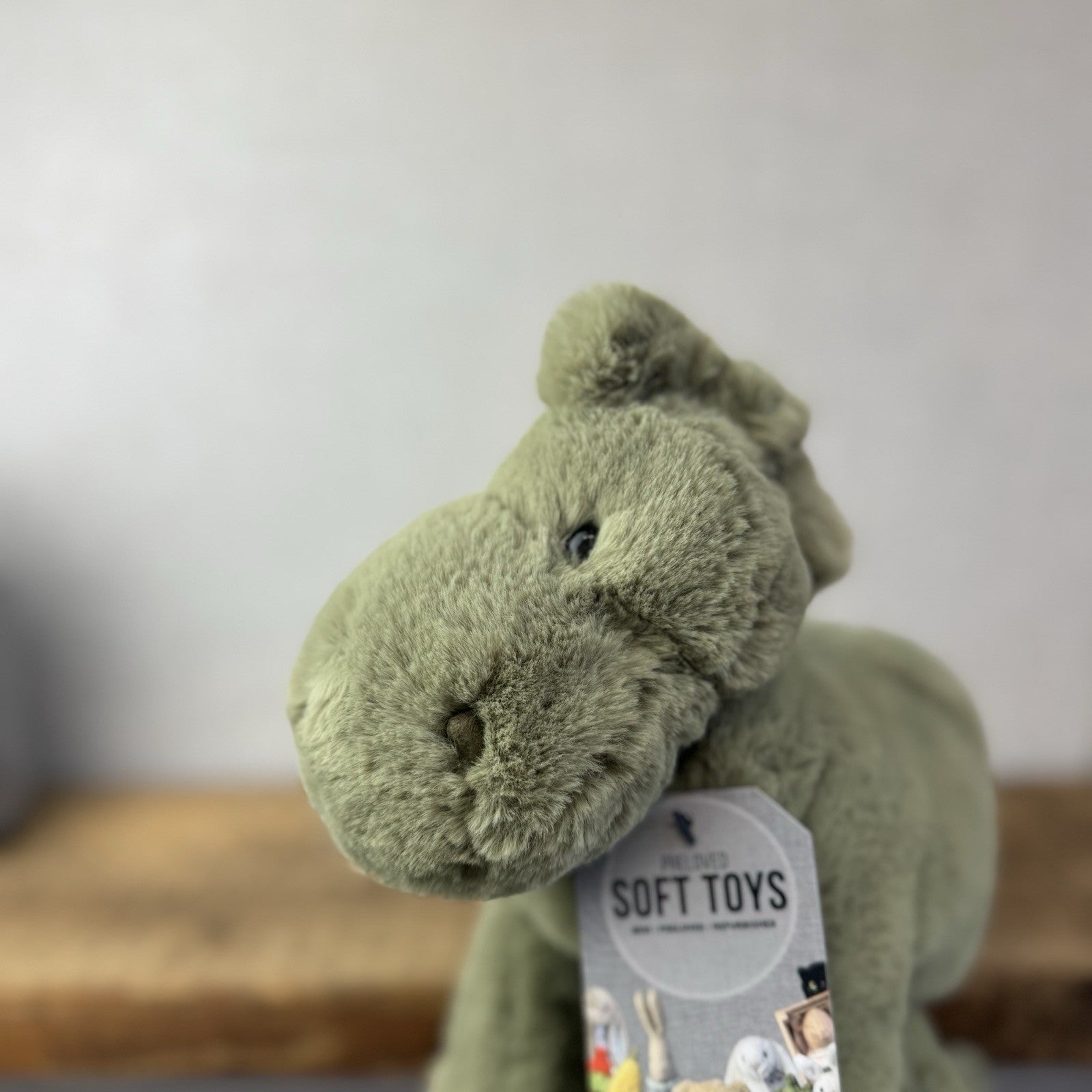 Jellycat Medium Huggady Dinosaur- Floppy Green Dino Soft Toy Retired 10" (#3)