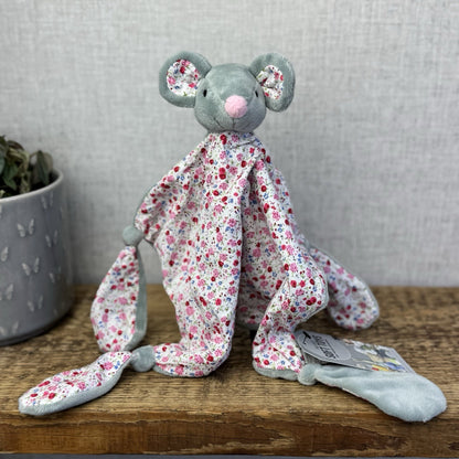 JoJo Maman Bebe Grey Mouse Comforter - Pink/Grey Mouse Comfort Tag Blanket NWOT 