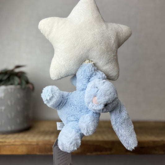 Jellycat Blue Bunny Musical Pull - Lullaby Mobile Baby Music Baby Blue Soother