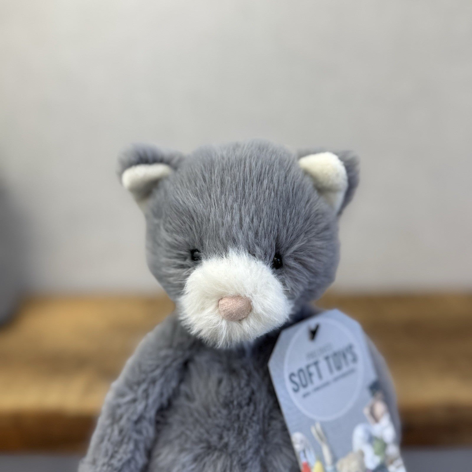 Jellycat Sweetie Kitten - Small Fluffy Light Grey Beanie Kitten (repaired)