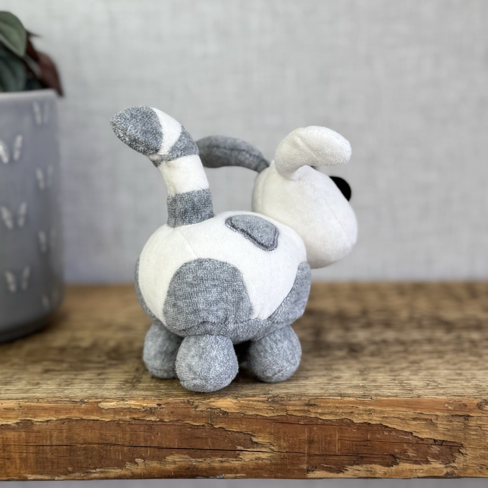 Jellycat Crazy Dog - Grey/White Vintage Miniature Beanie Velour NWOT 4"