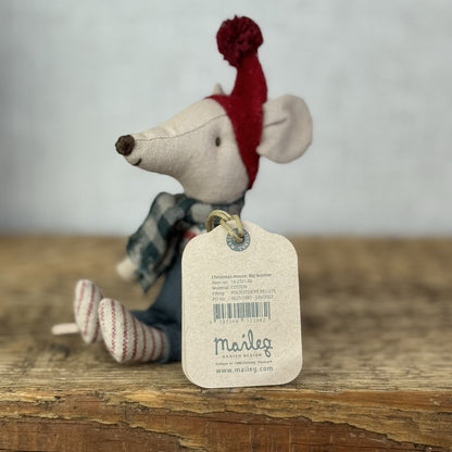 Maileg Christmas Mouse, Big Brother - New With Tags Miniature Mouse Soft Toy