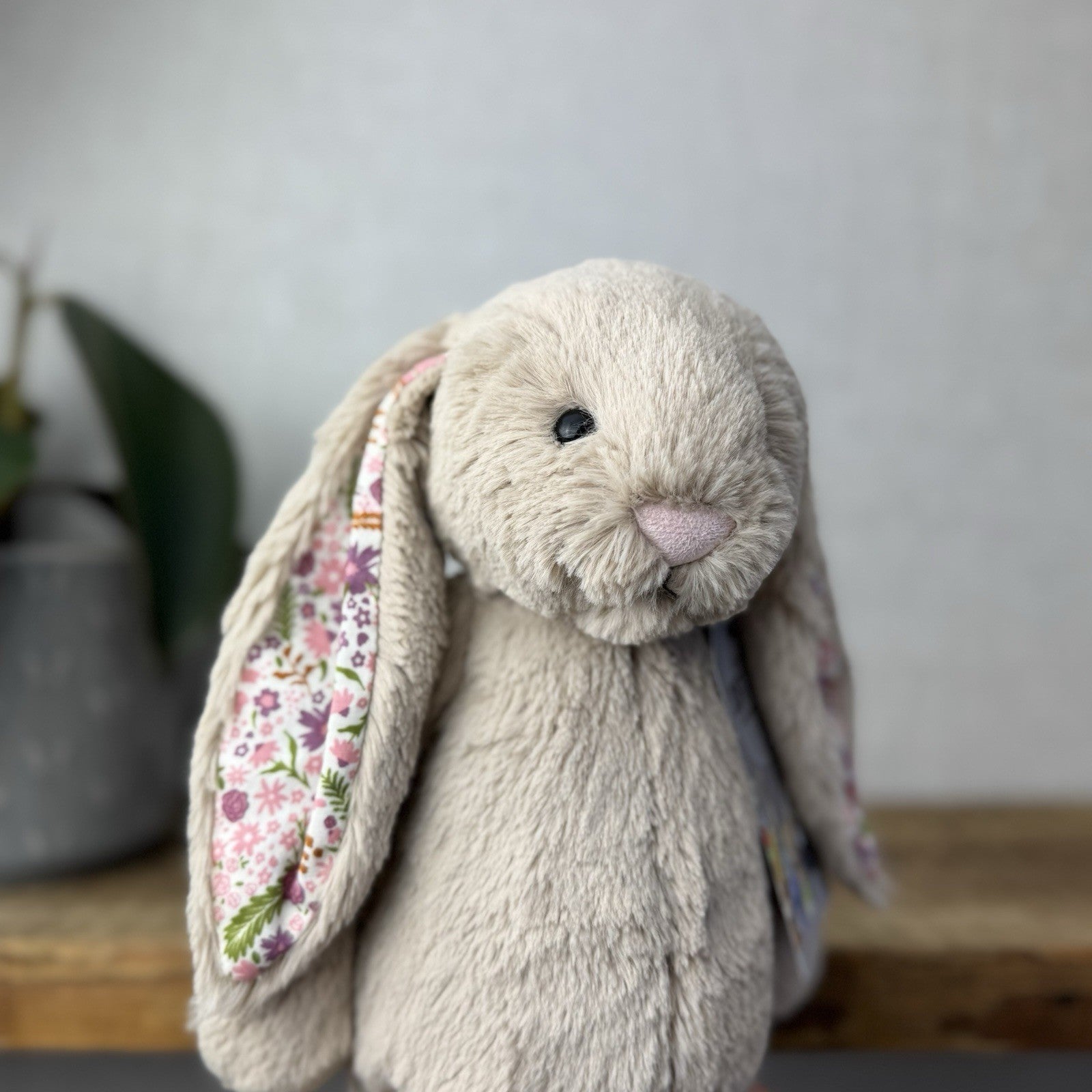 Jellycat Blossom Beige Bunny Petal - Beige With Floral Ears/feet Medium 12" NWOT