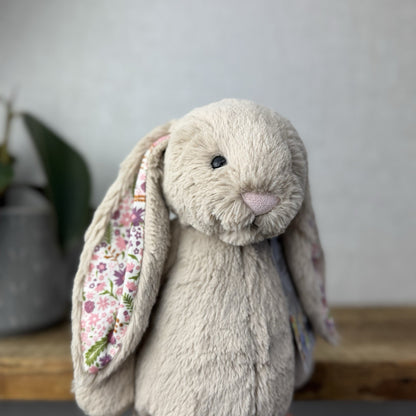 Jellycat Blossom Beige Bunny Petal - Beige With Floral Ears/feet Medium 12" NWOT