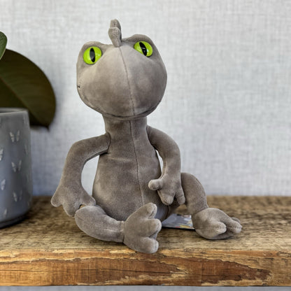 Jellycat Medium Nat Newt - Grey Lizard Green Big Eyes Beanie Velour Retired 10"