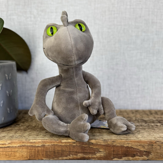 Jellycat Medium Nat Newt - Grey Lizard Green Big Eyes Beanie Velour Retired 10"