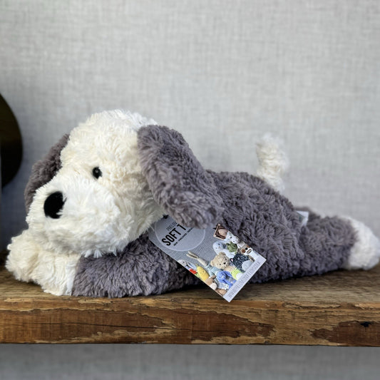 Jellycat Tumblie Sheepdog Grey & White Laying Puppy Dog Soft Toy Plush 14” (#3)