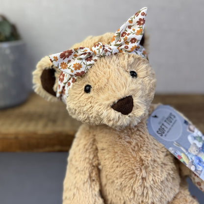 Jellycat "Autumn" Bear - Custom Edward Bear Soft Toy Blossom Print Paws 12" OOAK