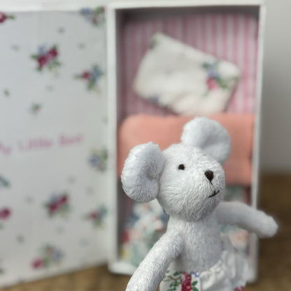 The Little White Company Little Mouse In A Bed - collectible (box damaged) 