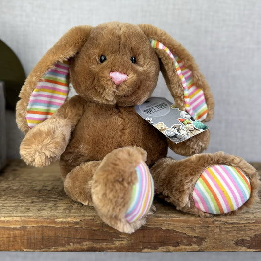 GUND Hoppy Days Floppity Bunny Rabbit 320014 Multi Striped Paws/Ears Beanie 12”