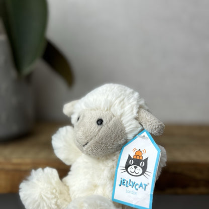 Jellycat Baby Poppet Sheep Tiny Poppet Vintage Lamb Mini Beanie With Tags 4”