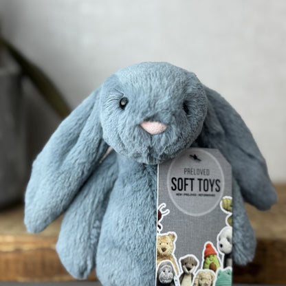 Jellycat Small Dusky Blue Bashful Bunny - Small Grey/Blue Rabbit Bunny 8"