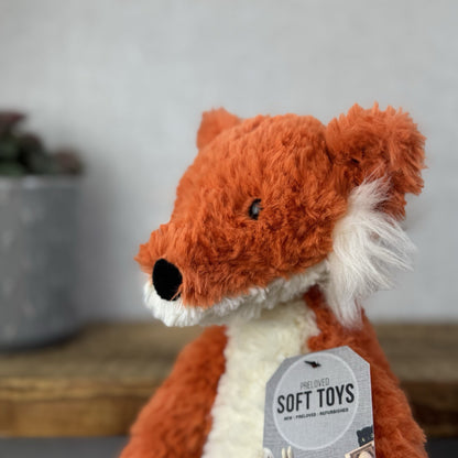 Jellycat Crumble Fox Orange Soft Plush Toy - Textured Red Fox Beanie Plush 12"