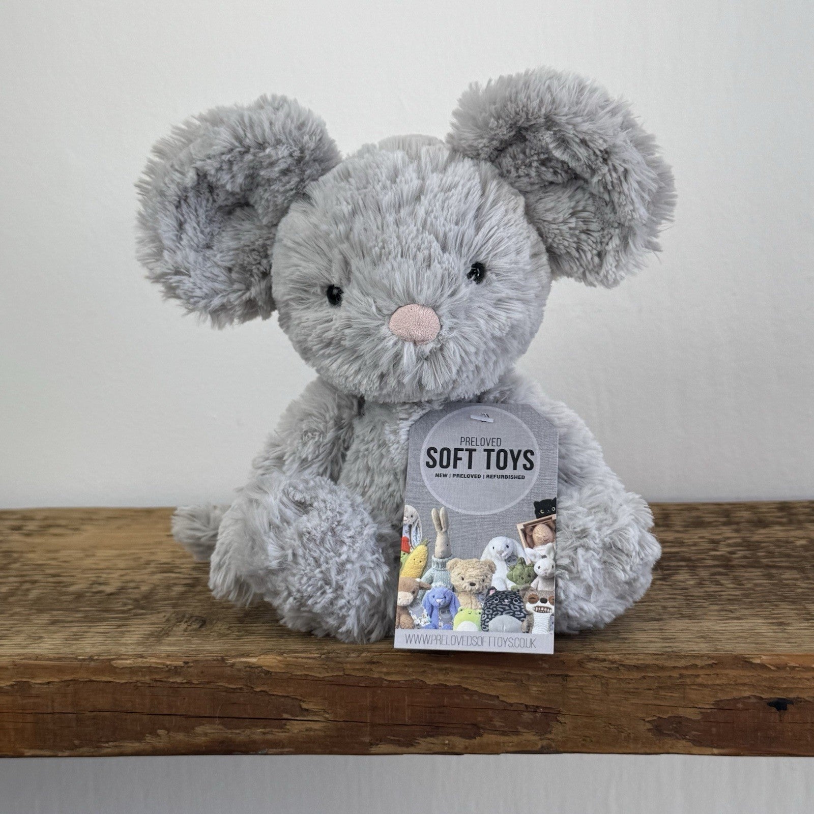 Jellycat Iggle Sguiggle Mouse - Small Grey Textured Mouse Soft Toy Retired 9”