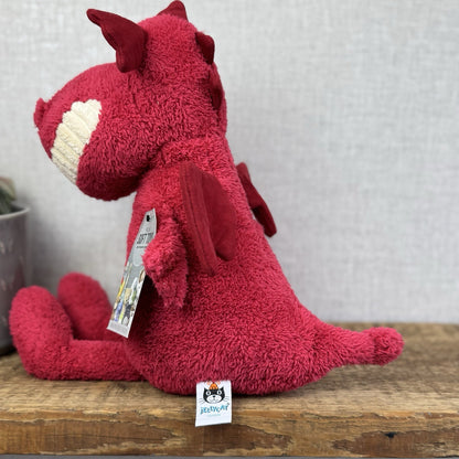 Jellycat Medium Toothy Dragon- Large Red Winged Dragon Smiling Rare Retired 16”