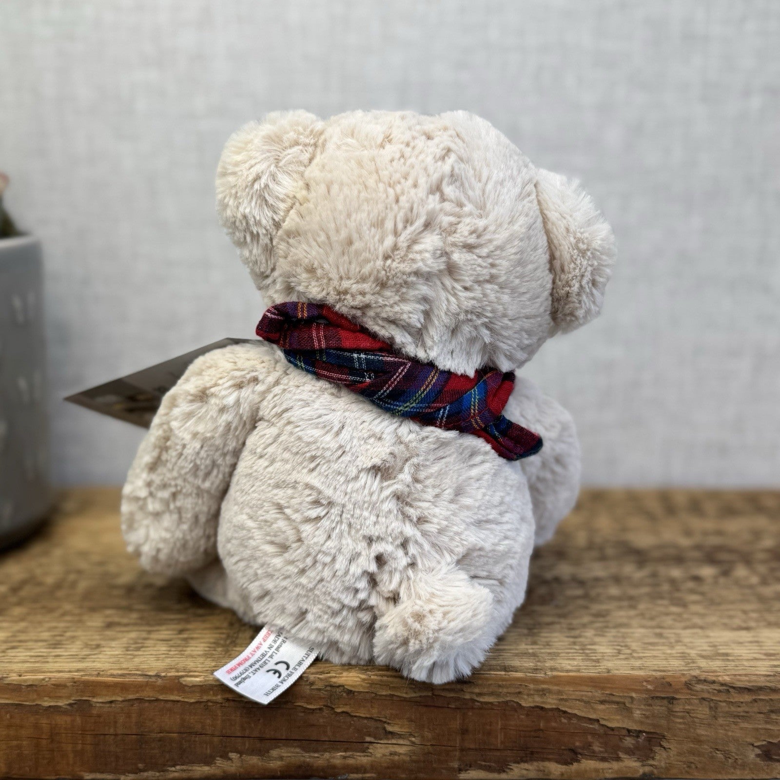 Next Teddy Bear Beanie With Scarf - Beige Bear Soft Toy New Without Tags 8"