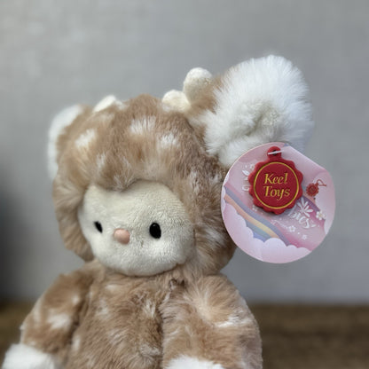 Keel Toys Snugglebies Soft Toy Deer Plush Beanie - Small Cute Winter Plush Tags