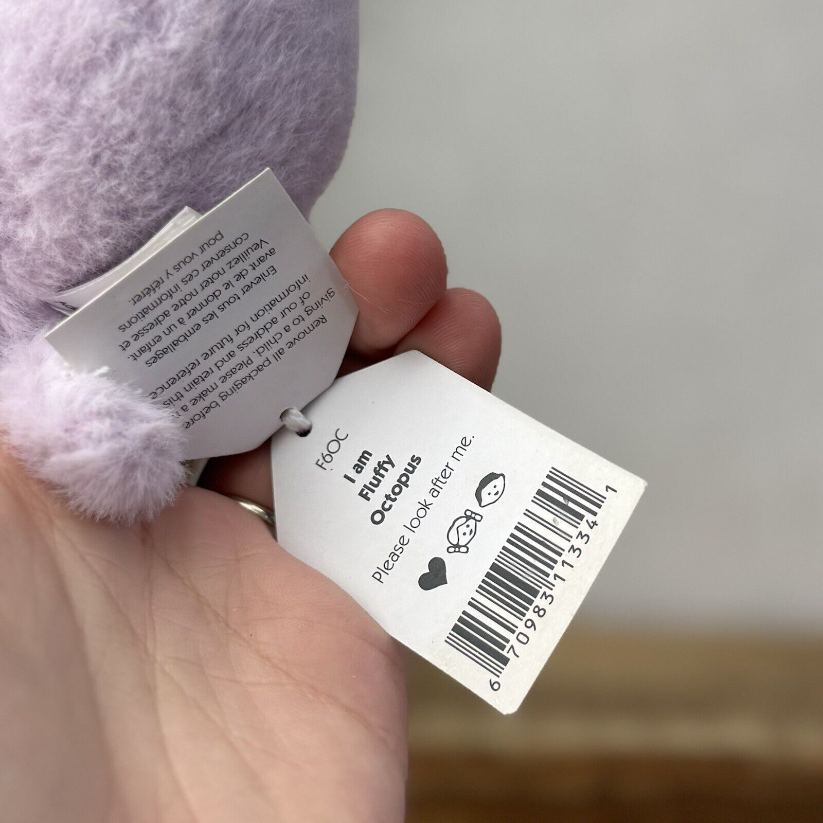 Jellycat Fluffy Octopus - Lilac Fluffy Octopus Plush Soft Toy - Pocket Pal 3"