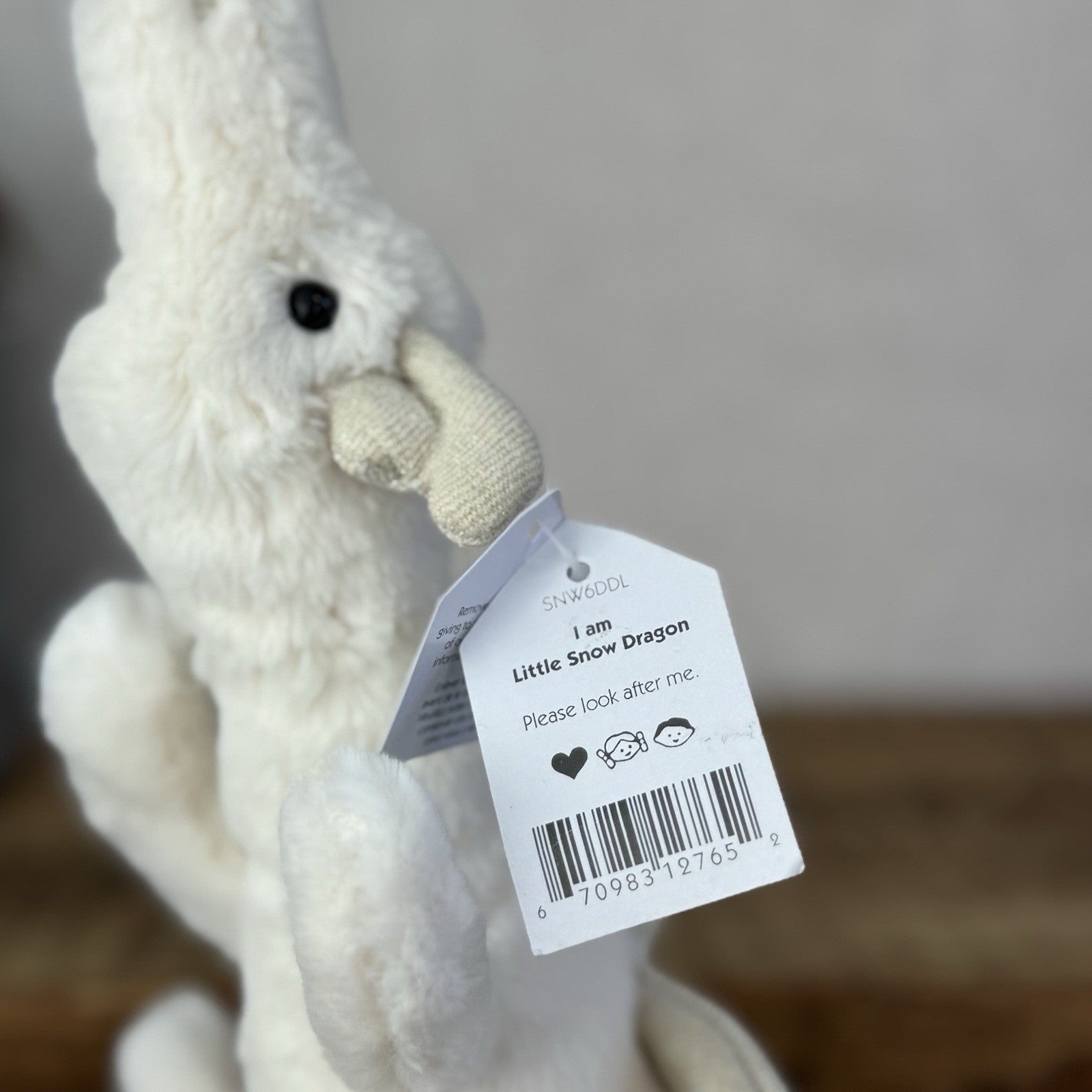 Jellycat Little Snow Dragon - White Dragon Laying Soft Toy Retired New With Tags
