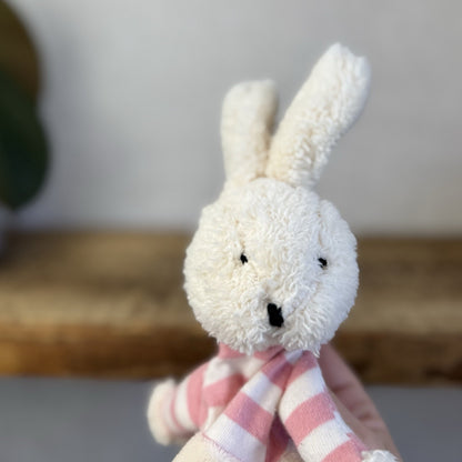 Jellycat Bredita Bunny Soother - Pink Striped Soother Rabbit Snuggle Blanket