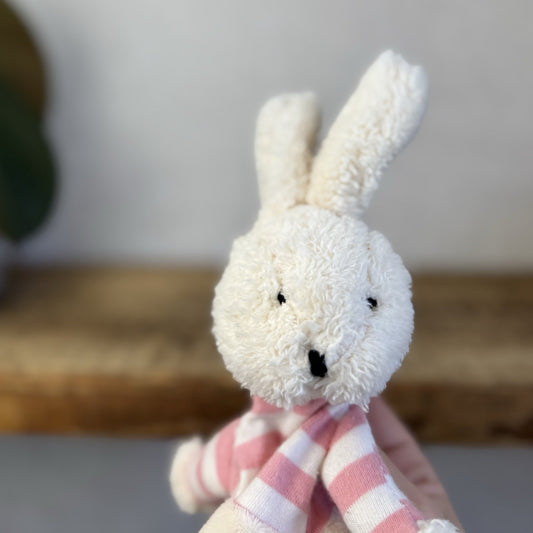 Jellycat Bredita Bunny Soother - Pink Striped Soother Rabbit Snuggle Blanket