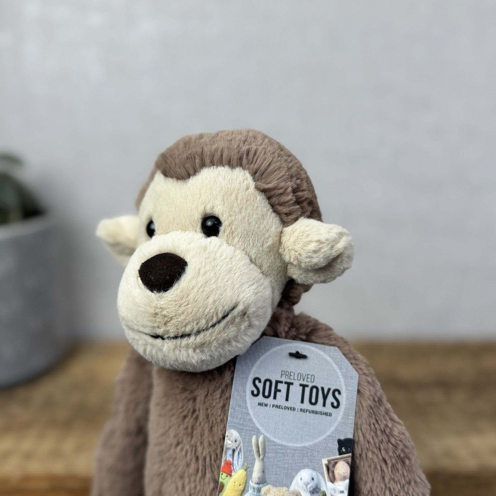 Jellycat Medium Bashful Monkey - Medium Beanie Monkey Soft Toy Plush NWOT 12"