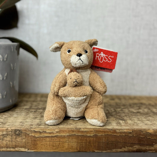 Russ Berrie Luv Pets - Tiny Kangaroo Darwin - Pocket Pal Tiny Beanie Soft Toy 6”