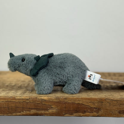 Jellycat Mini Fossily Triceratops - Tiny Dinosaur Beanie Plush Mini Dino 6"