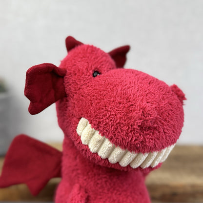 Jellycat Medium Toothy Dragon- Large Red Winged Dragon Smiling Rare Retired 16”
