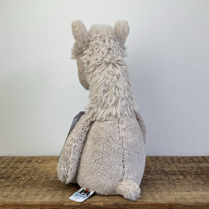 Jellycat Medium Bashful Llama Soft Toy Plush - Rare & Retired Beige Seated 12"