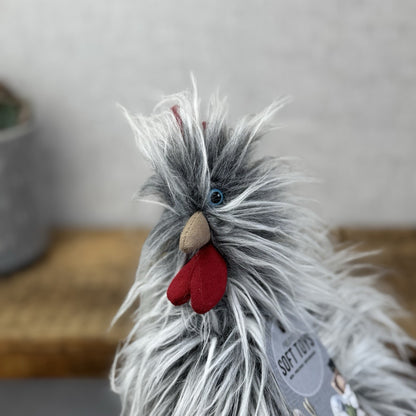 Jellycat Roger Rooster - Grey Hairy Rooster Soft Toy Small Rare/Retired 8"