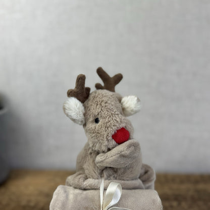 John Lewis X Jellycat Baby Gift Box Set Reindeer Christmas Soother & Rattle Ring