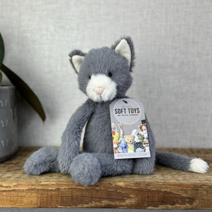 Jellycat Sweetie Kitten - Small Fluffy Light Grey Beanie Kitten White Face Rare