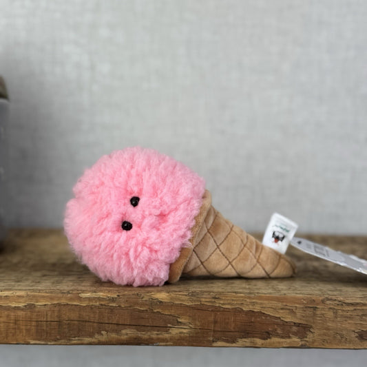 Jellycat Irresistible Strawberry Ice Cream Soft Toy - Retired Plush Food 8"