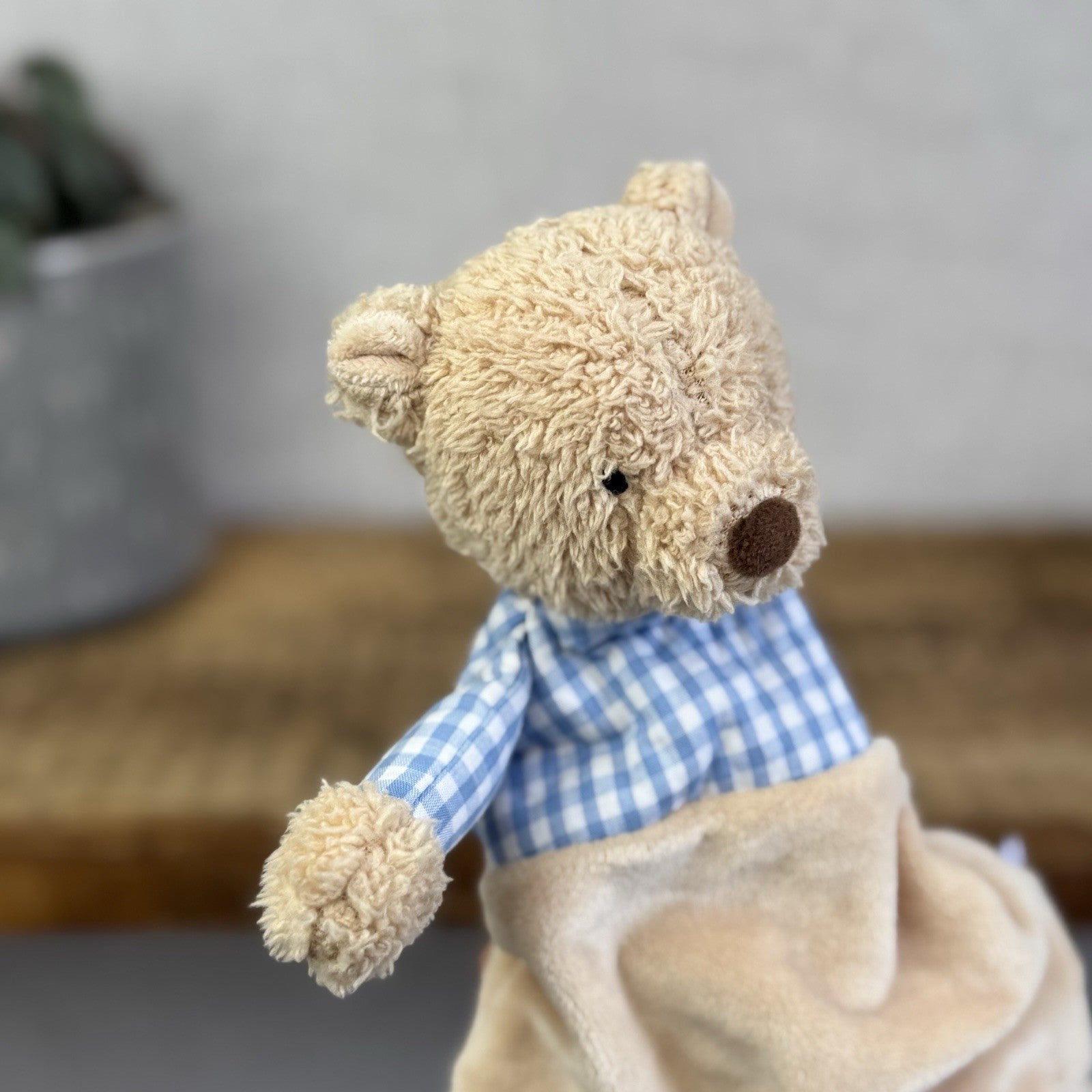 Jellycat Thomas Bear Comfort Blanket Soother - Bear Checked Shirt Soft Toy NWOT