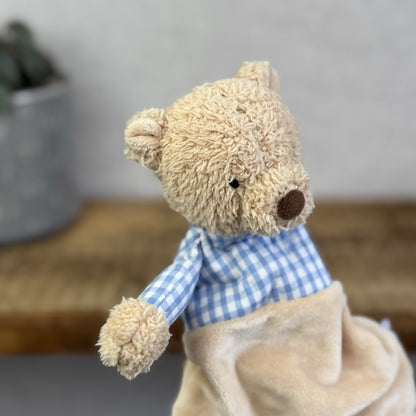 Jellycat Thomas Bear Comfort Blanket Soother - Bear Checked Shirt Soft Toy NWOT
