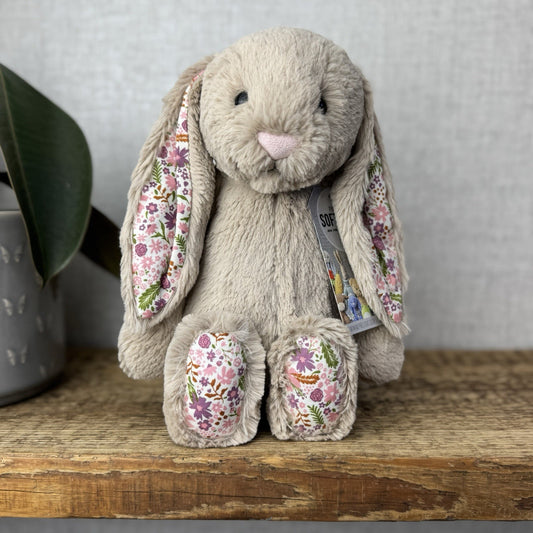 Jellycat Blossom Beige Bunny Petal - Beige With Floral Ears/feet Medium 12" NWOT