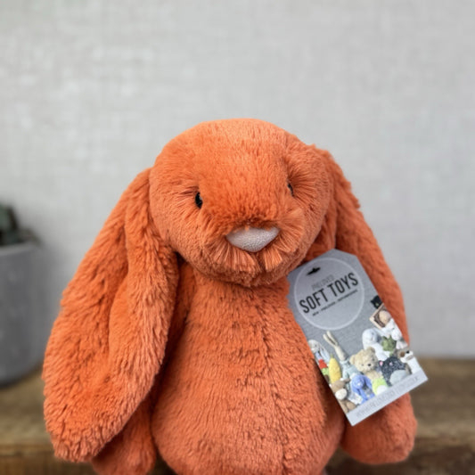 Jellycat Medium Bashful Tangerine Bunny Rabbit - Bright Orange Soft Toy 12"