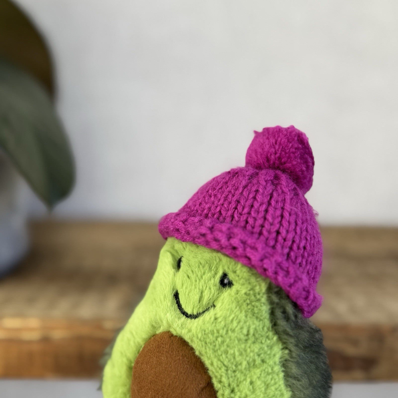 Jellycat Fuscia Cozi Amuseable Avocado - Purple Bobble Hat Plush Soft Toy New 6”