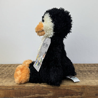 Jellycat Small Bunglie Penguin - Black/White Curly Fur Beanie Penguin Bird 11"