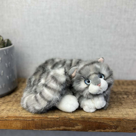 Russ Berrie Grey Tabby Cat Shadow Blue Eyes Sleeping Soft Toy Vintage Beanie