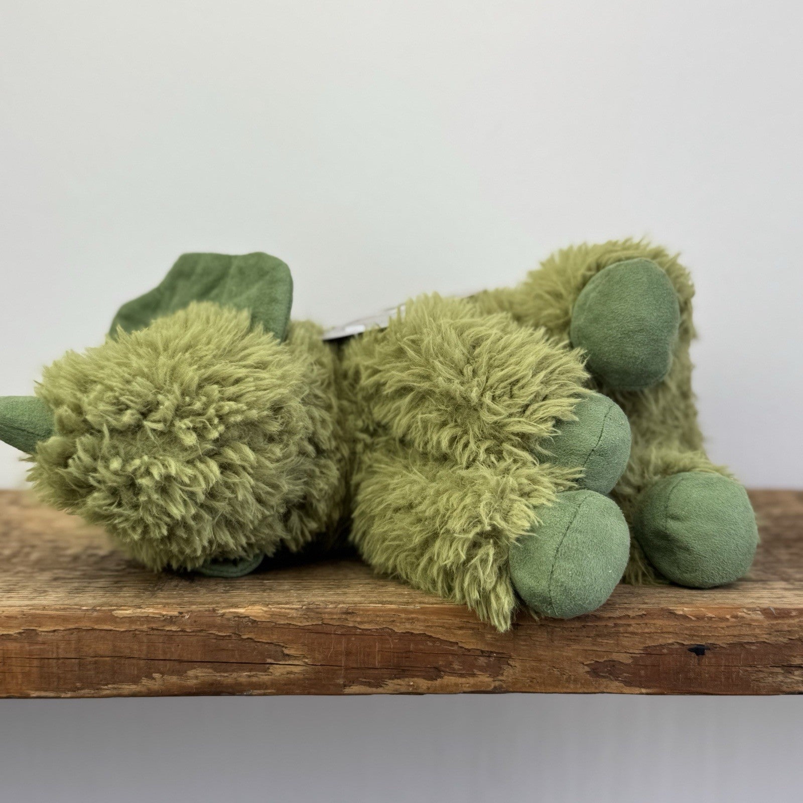 Jellycat Curvie Dino - Green Fluffy Sitting Dinosaur Plush Beanie - Medium 10"
