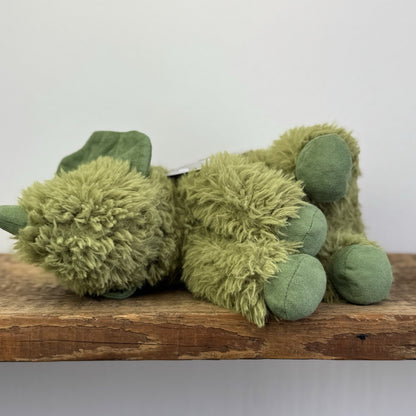 Jellycat Curvie Dino - Green Fluffy Sitting Dinosaur Plush Beanie - Medium 10"