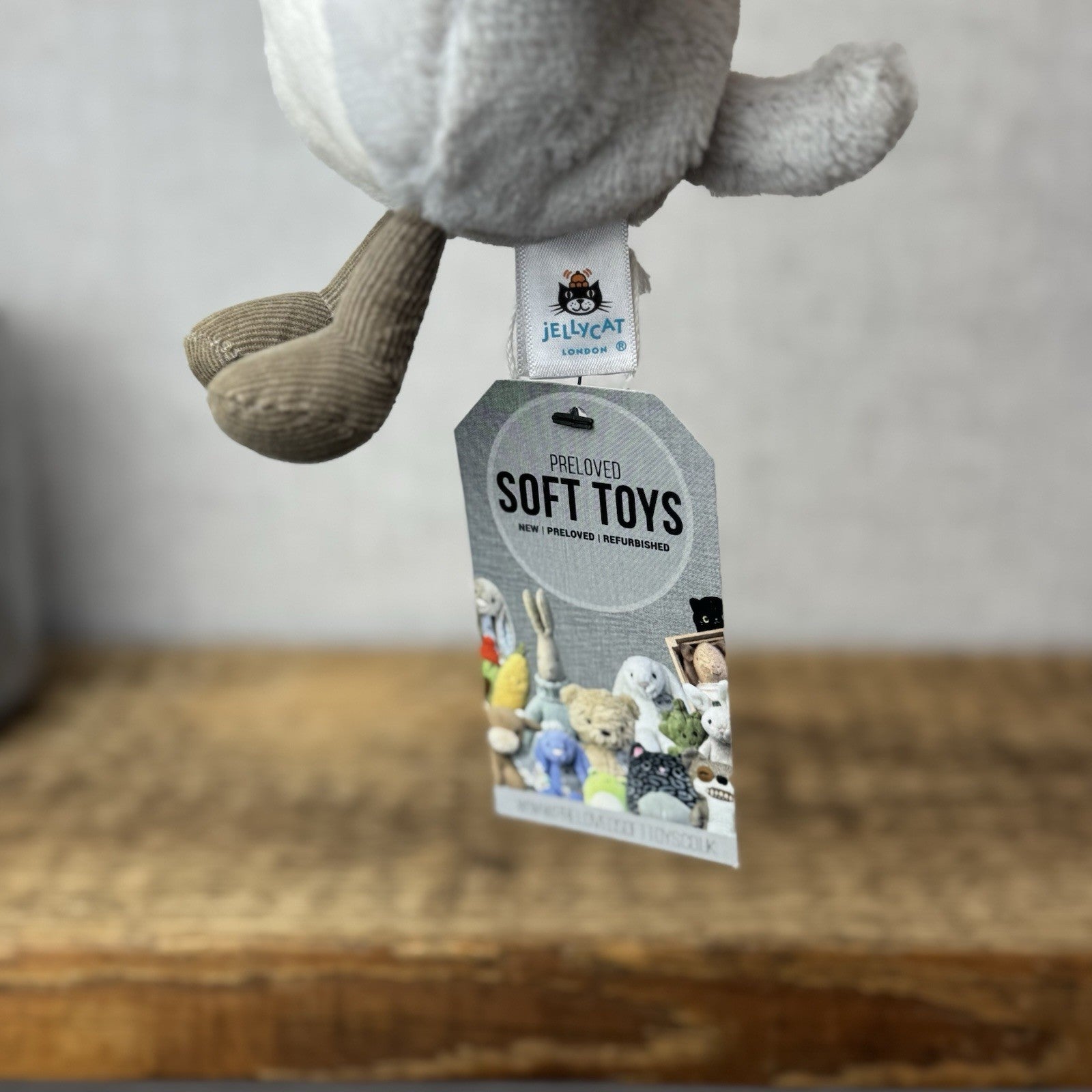 Jellycat Amuseabean Sheepdog  - Small Grey Beanie Dog Soft Toy Retired NWOT 5”