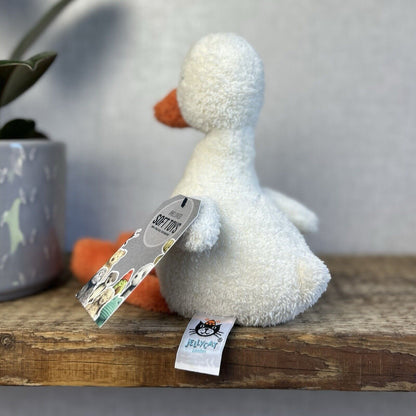 Jellycat Medium Slackajack Duckling - White Textured Duck Long Legs 12"