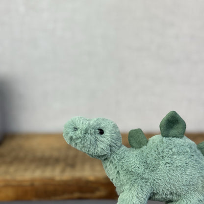 Jellycat Mini Fossily Stegosaurus - Tiny Dinosaur Beanie Plush Mini Dino 6"